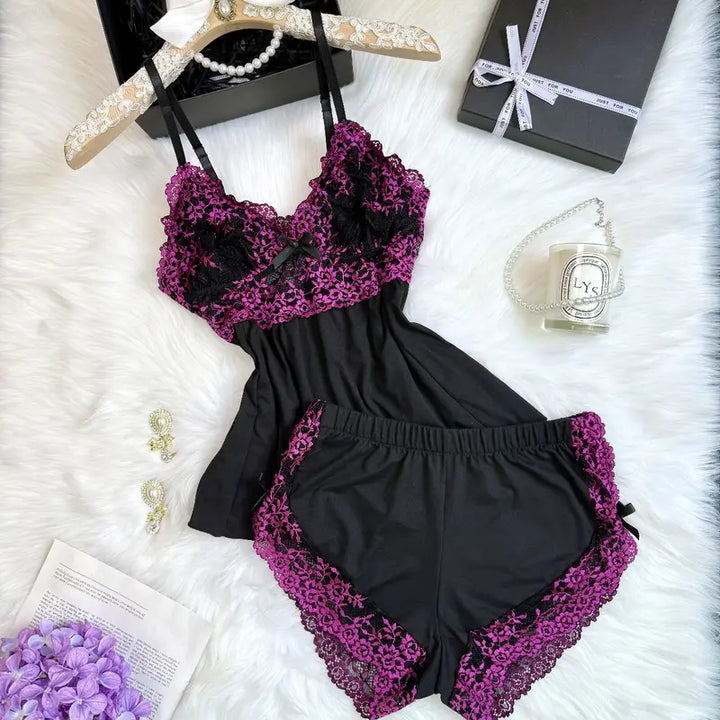 Aurora Lace Satin Cami &amp; Shorts Set