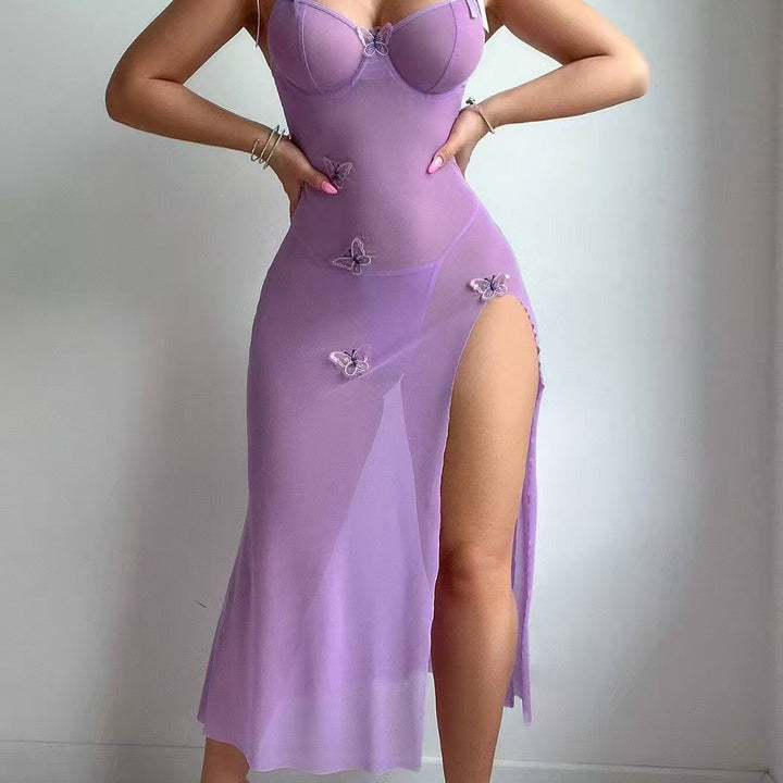 Butterfly Whisper Sheer Slit Nightdress