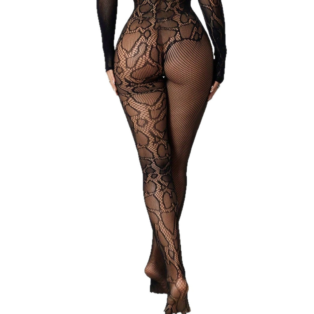 Black Floral Fishnet Lace Bodystocking