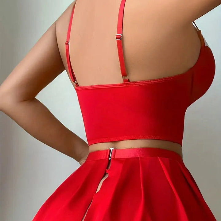 Lace-Up Maid Mini Dress