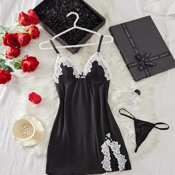 Lace Whisper Satin Slip Set