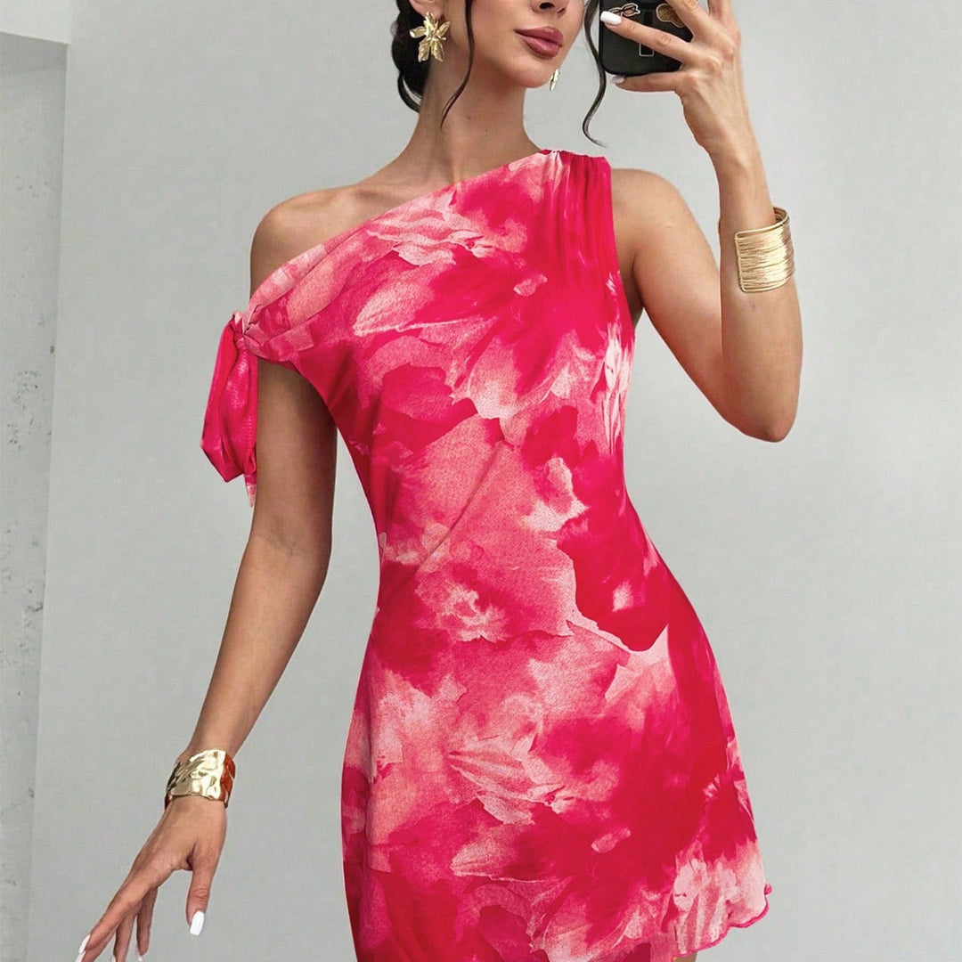 Tropic Muse One-Shoulder Floral Mini Dress