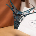 Floral Embroidery Sheer Mesh Strappy Bikini Panties