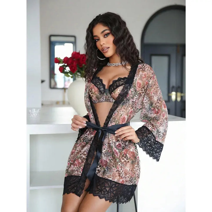Rosé Veil Lace Robe Set