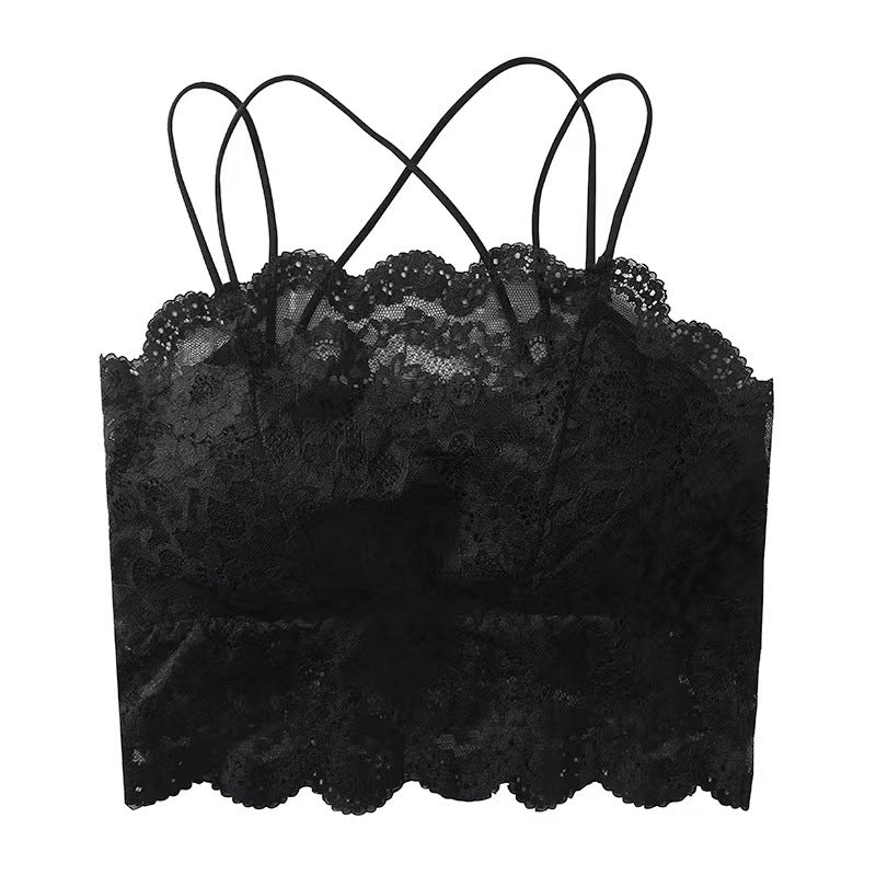 Floral Lace Spaghetti Strap Crop Lingerie