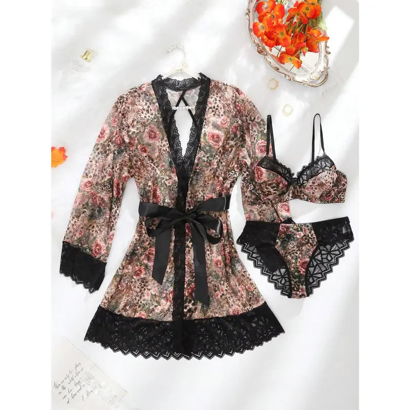 Rosé Veil Lace Robe Set
