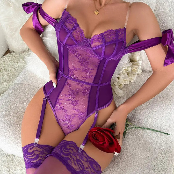 Velvet Thorn Lace Bodysuit Set