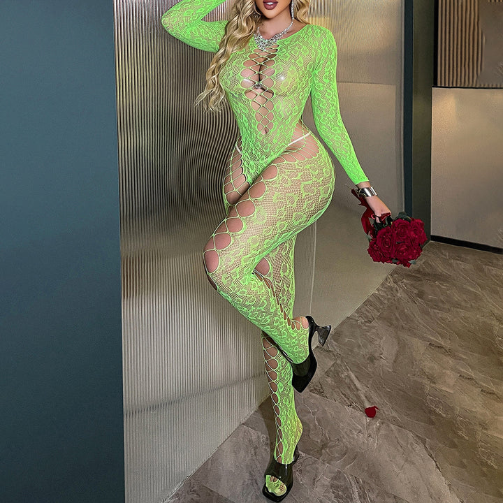 Aurora Noir Sheer Lace Statement Bodystocking